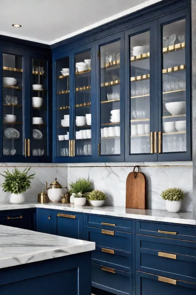 Navy blue cabinets kitchen design