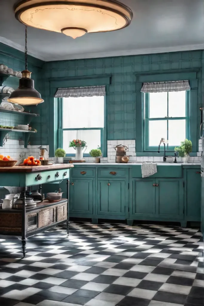 Nostalgic floral wallpaper in a 1950sstyle kitchen