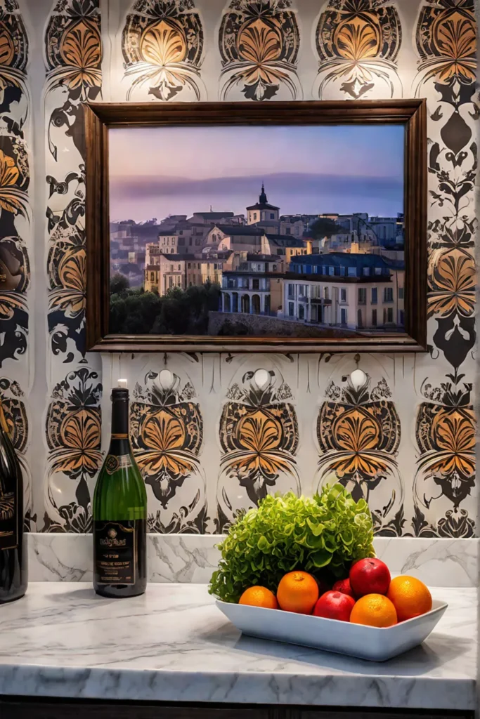 Personalized kitchen with custom photo wallpaper