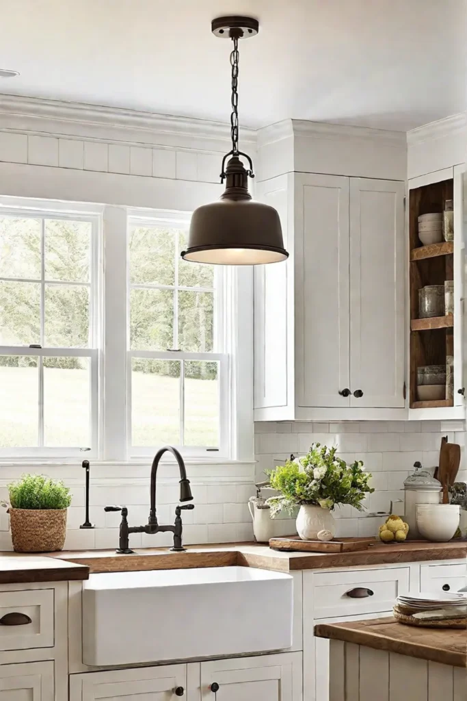Rustic and cozy lighting in a farmhouse kitchen