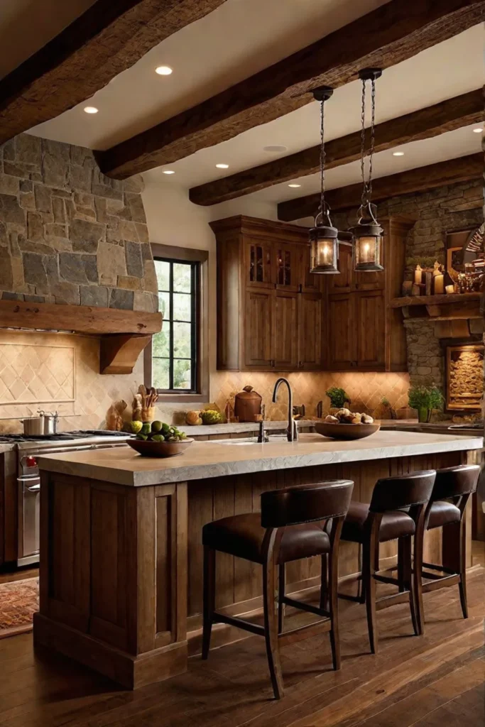 Rustic kitchen design with warm wood tones