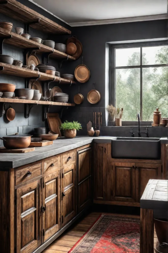 Rustic kitchen with reclaimed wood cabinets