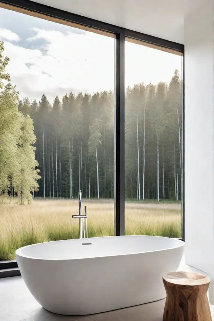 Scandinavian bathroom with natural materials and clean lines
