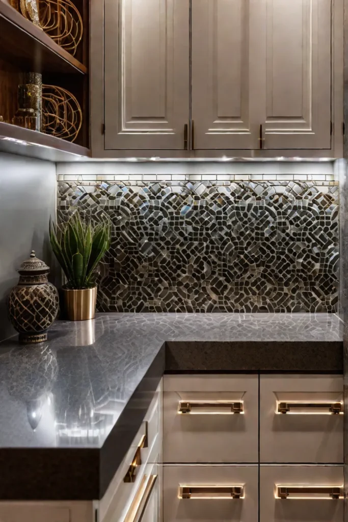 Undercabinet lighting in a luxurious small kitchen