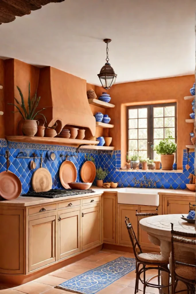 Warm ochre walls and vibrant colors create a Mediterranean atmosphere