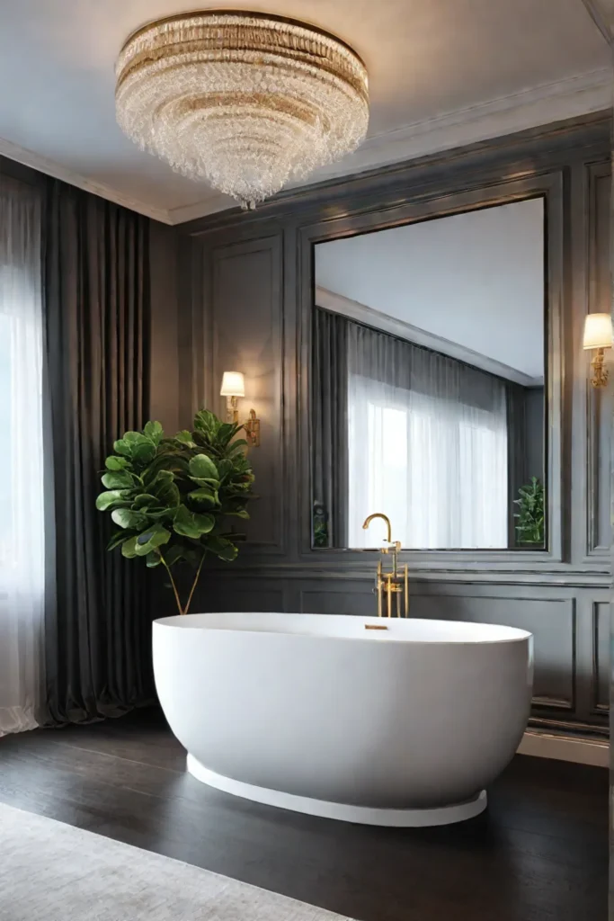 bathroom sconces mirror bathtub neutral colors