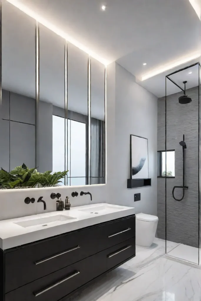 cohesive bathroom modern lighting minimalist decor clean