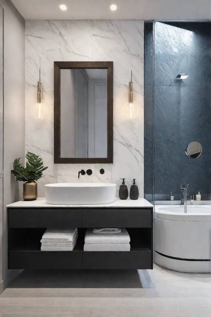 contemporary bathroom integrated design uncluttered space