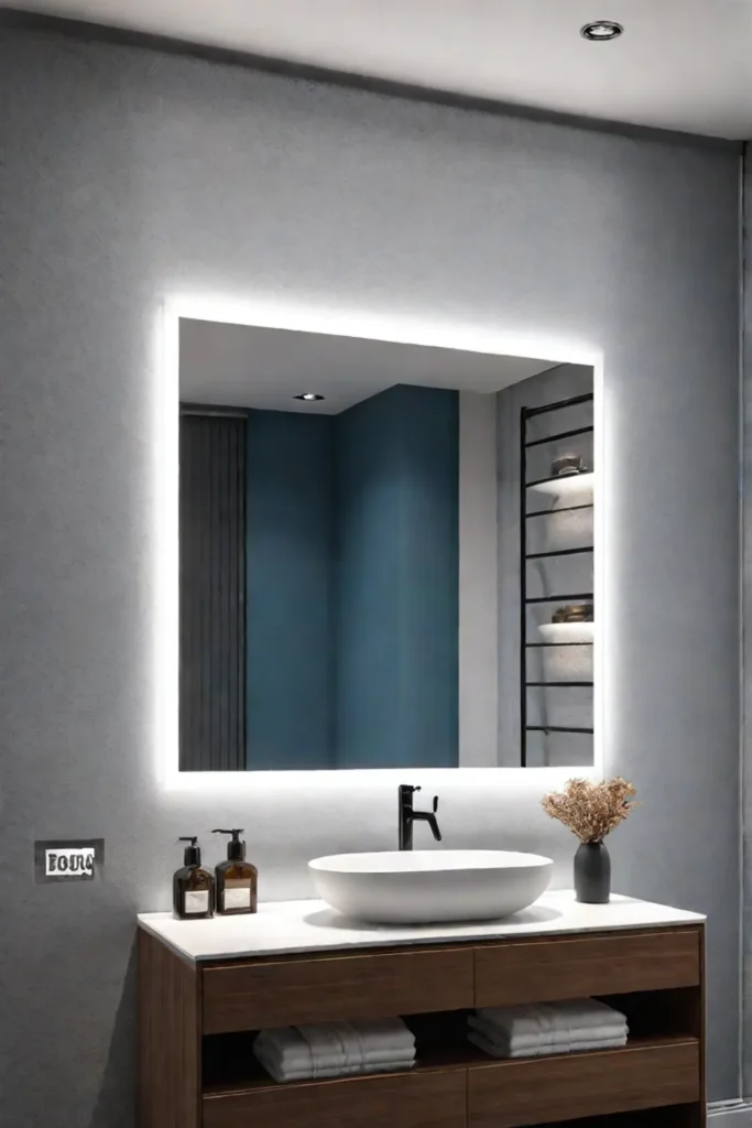 Bright airy bathroom with a large mirror