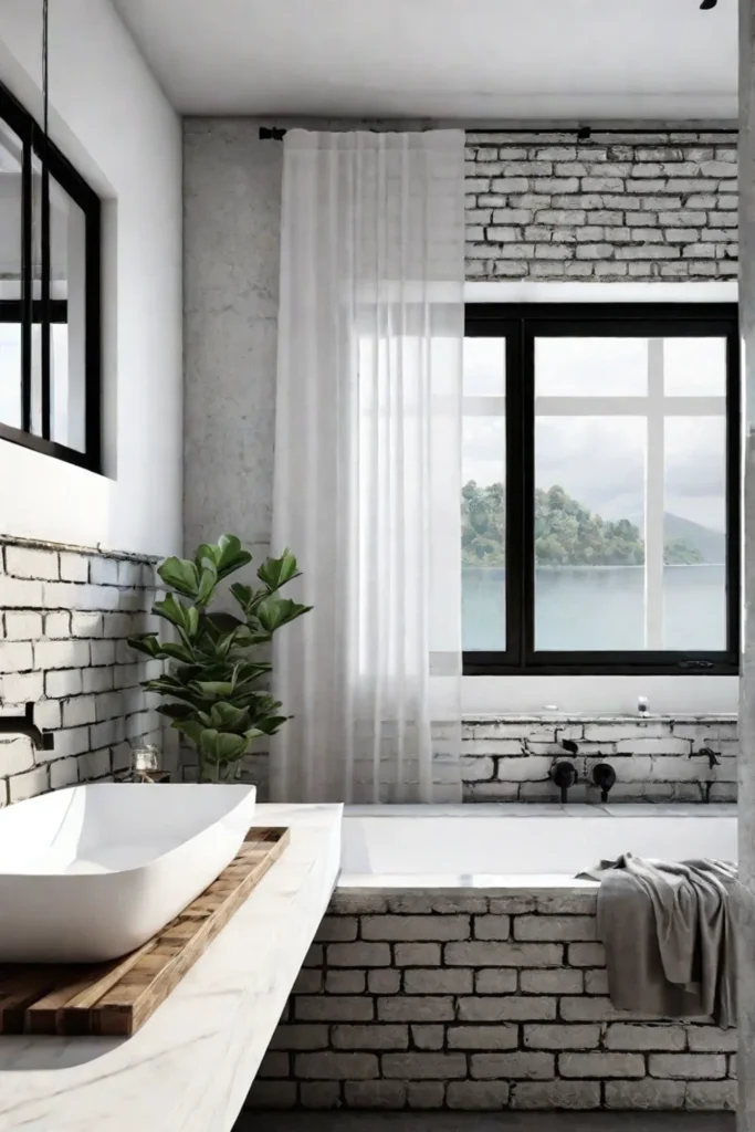 Industrialchic bathroom with natural light
