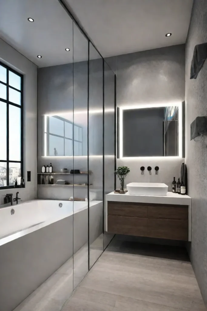 Luxurious bathroom with skylight and open shower