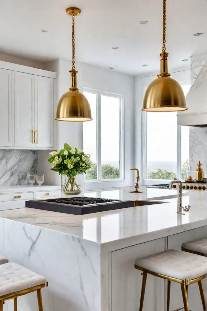 Luxurious kitchen design with metallic details