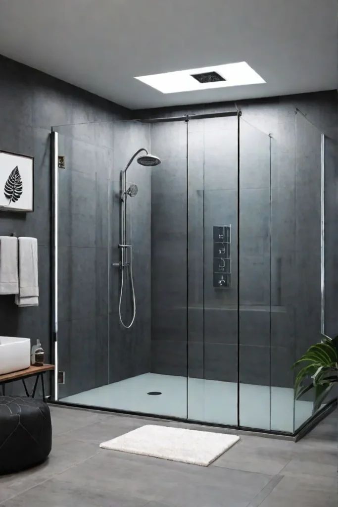 Luxurious walkin shower in small bathroom