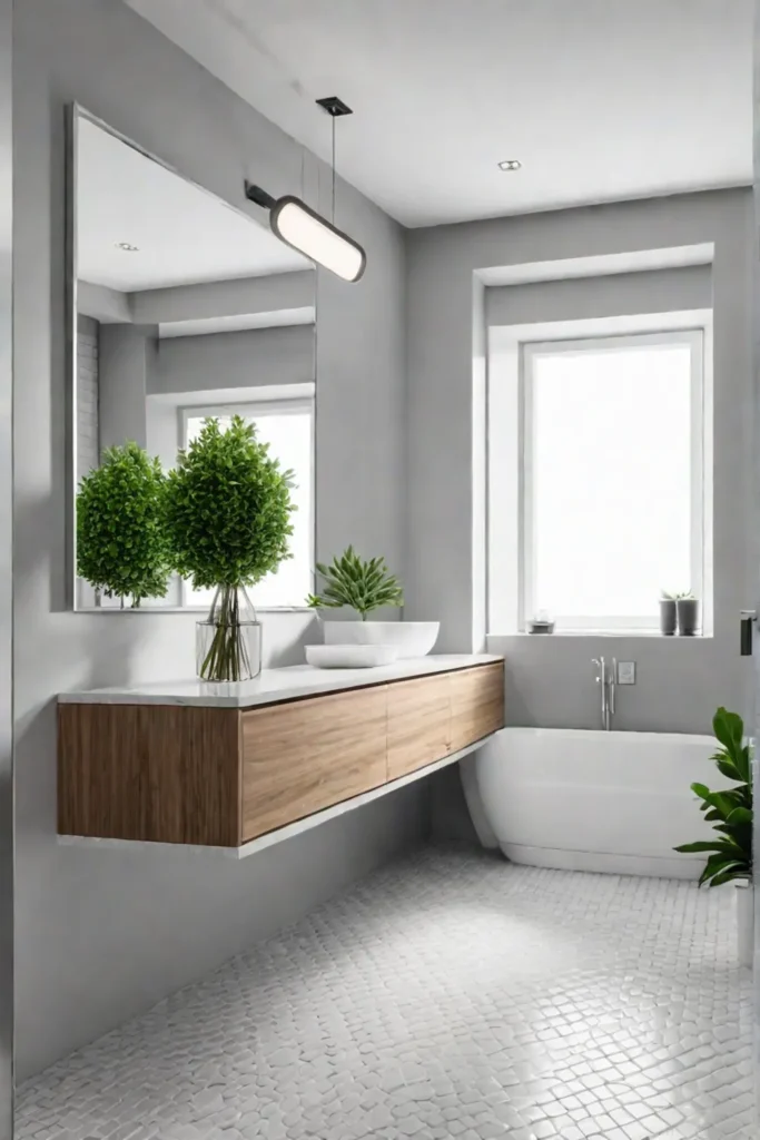 Minimalist small bathroom with natural elements