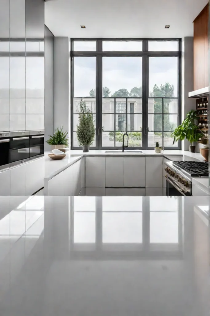 Modern kitchen design with white subway tile backsplash
