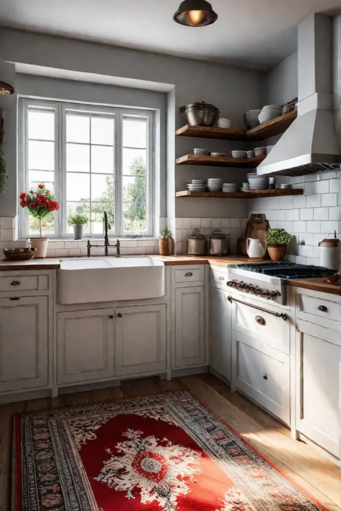 Rustic white kitchen with cozy and inviting atmosphere