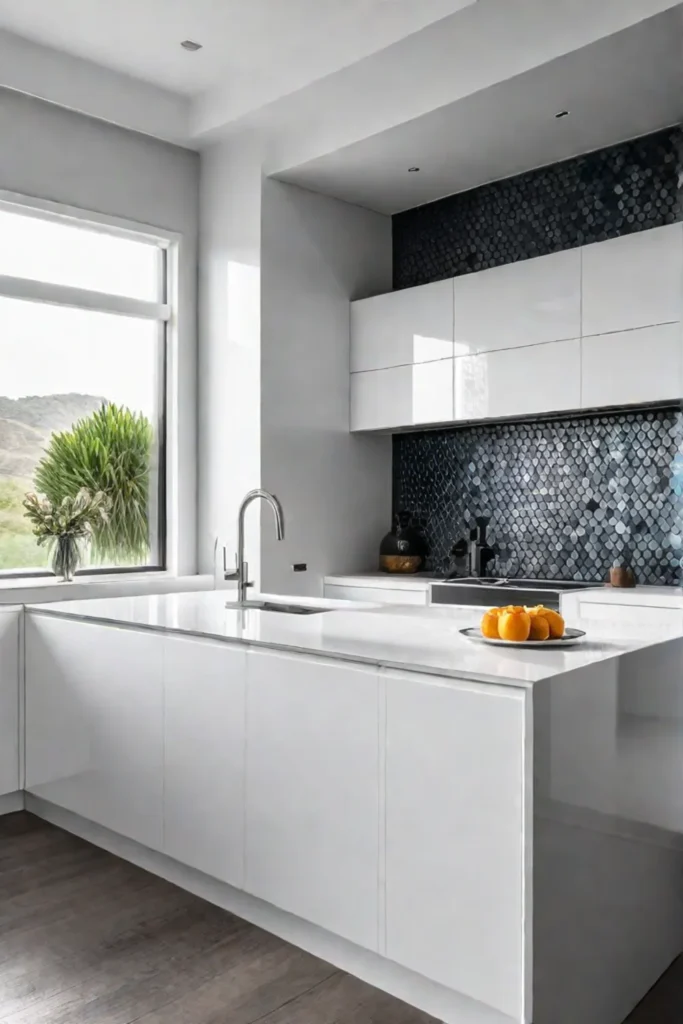 White and stainless steel modern kitchen