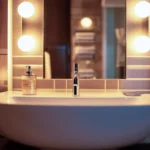beautifully lit small modern bathroom