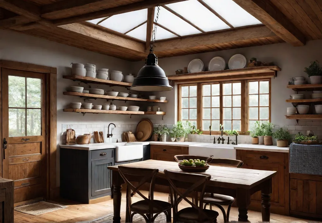 A cozy farmhouse kitchen with vintage accents natural materials and a livedinfeat