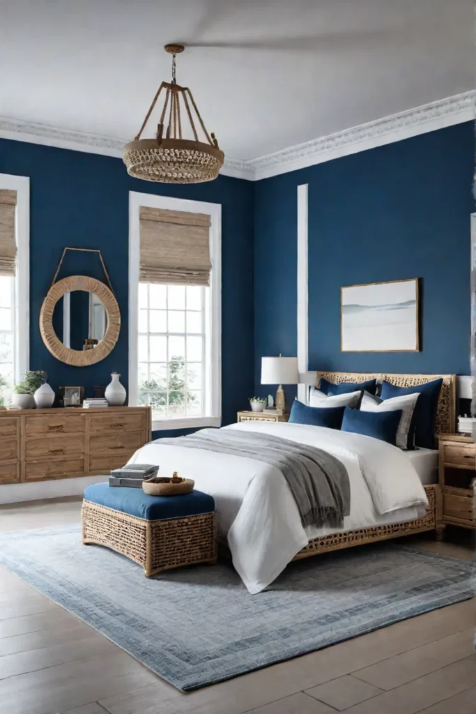 Blue Bedroom with Natural Textures