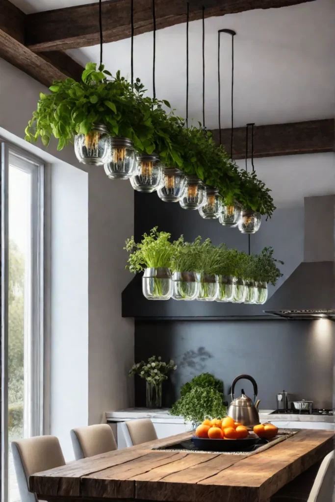 DIY mason jar herb garden for small kitchens