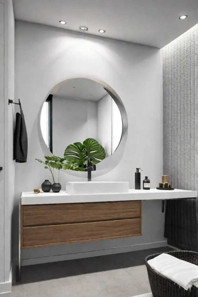 Floating vanity small bathroom open and airy