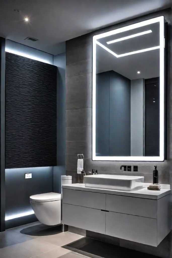 Hightech bathroom integrated lighting sleek aesthetic