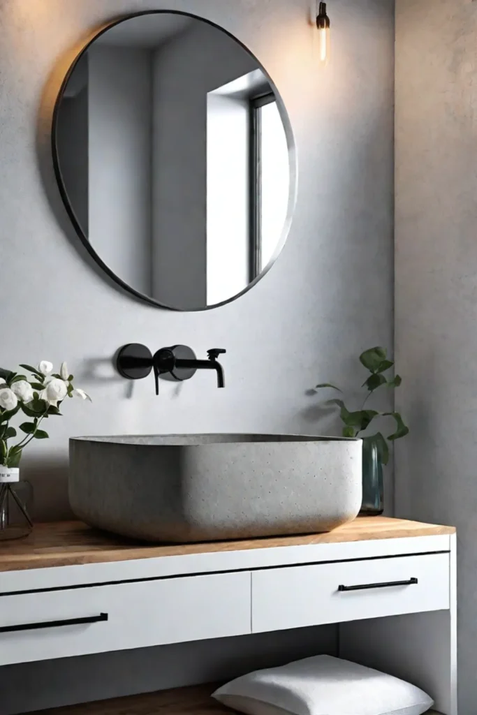 Industrial chic bathroom showcasing concrete sink