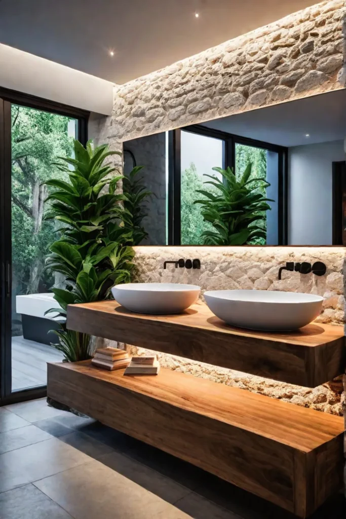 Luxurious bathroom tranquil atmosphere indoor plants