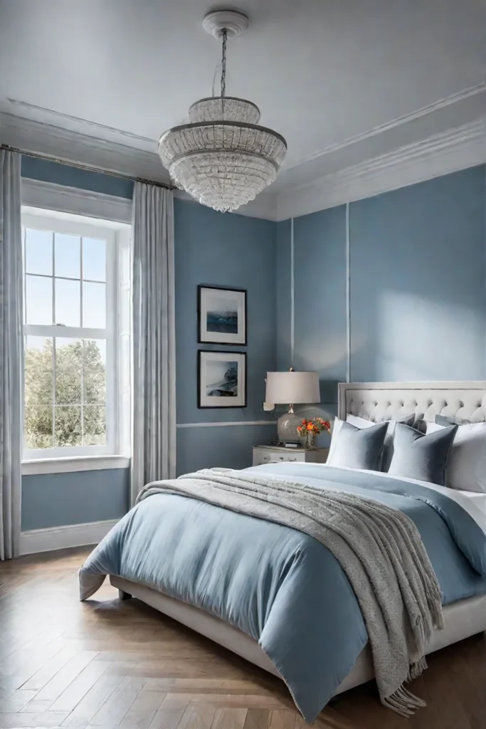 Serene bedroom with light blue walls