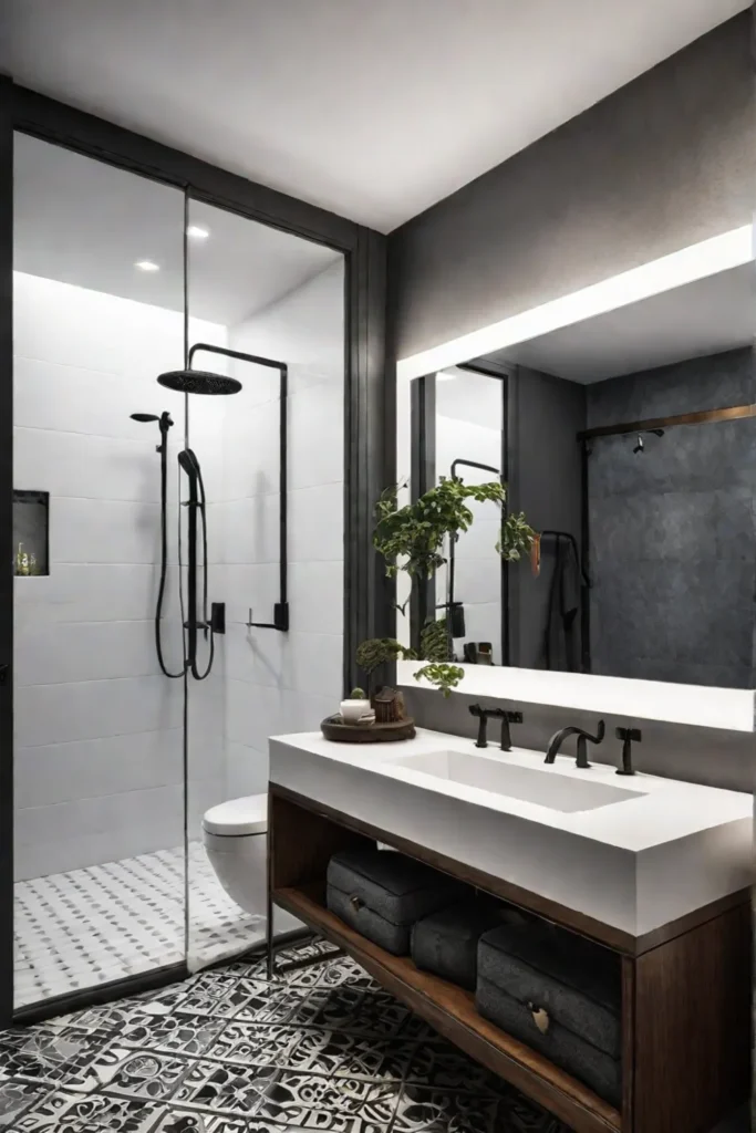Unique bathroom sink patterned tiles eclectic design