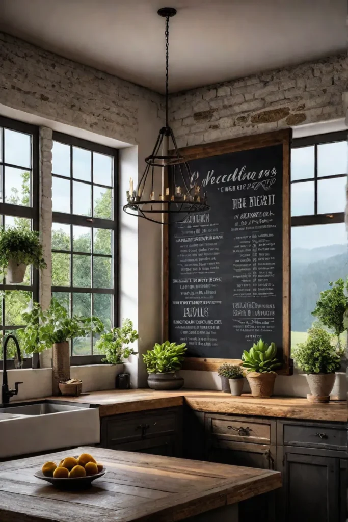 Upcycled window decor for a farmhouse kitchen