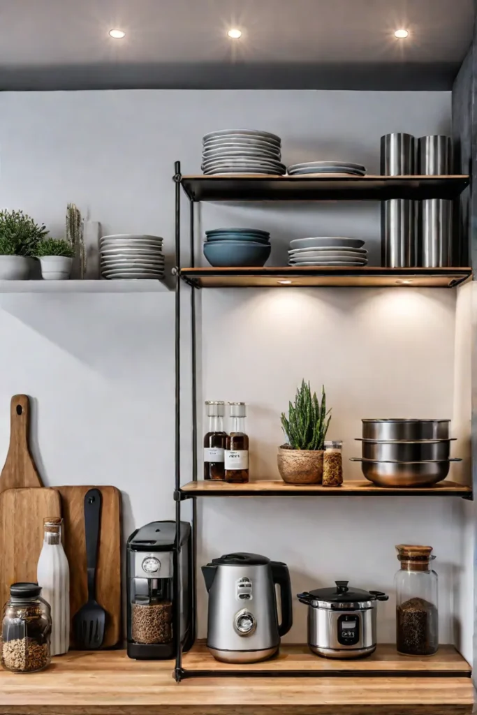 Utilizing wall space for storage in a small kitchen