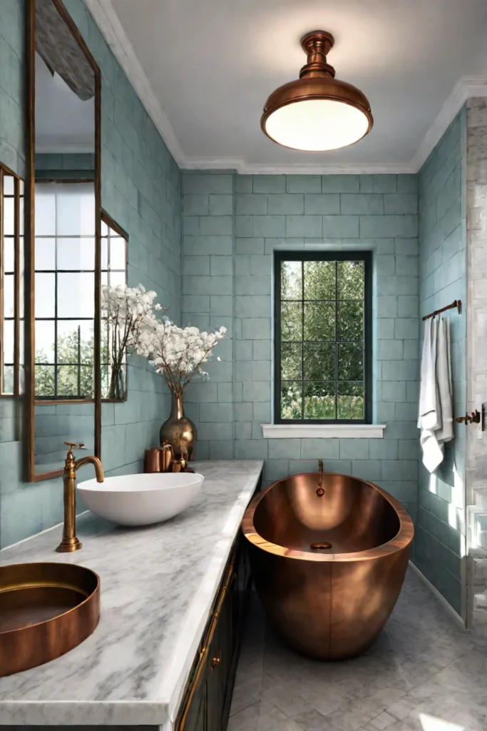 Vintage bathroom with aged copper sink