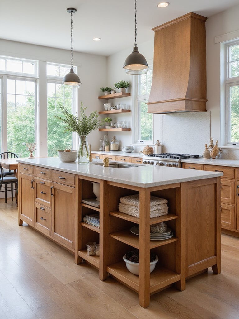 Modern kitchen island with future-proof cabinets and modular storage solutions