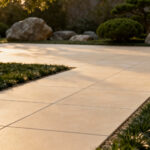 Modern patio featuring perfectly level, non-slip rectified porcelain pavers, showcasing meticulous installation and seamless accessibility.