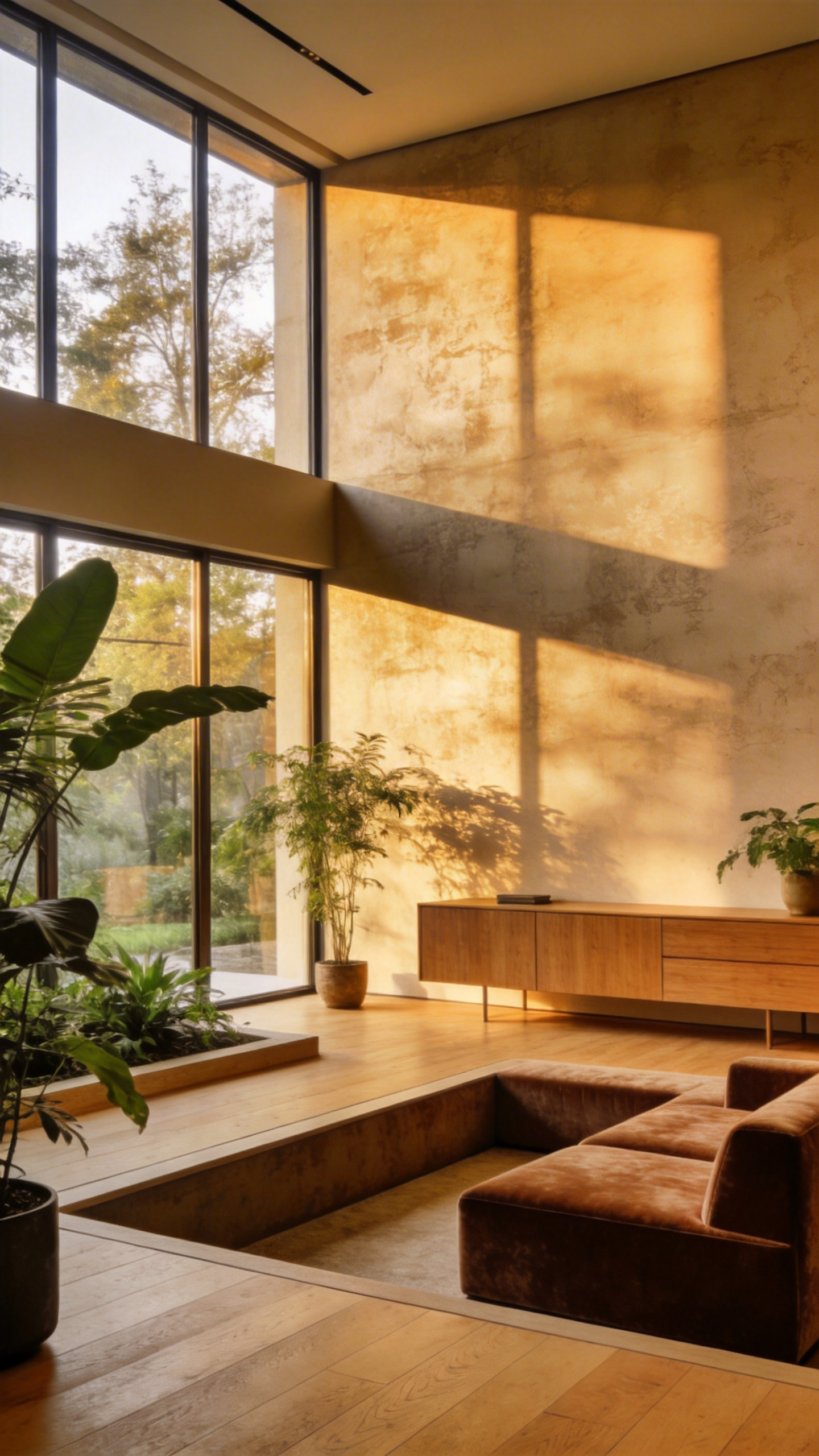 A masterfully curated modern living room featuring low-profile furniture and an open floor plan designed for cognitive ease and visual openness.